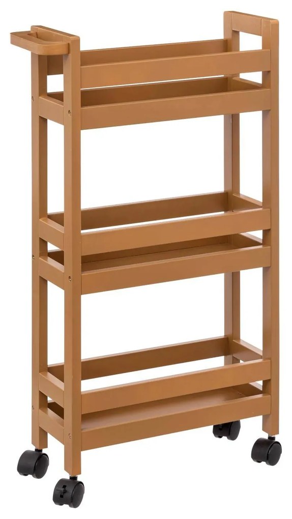 Etajera de baie foarte ingusta cu roti, 3 rafturi, latime de 15 cm