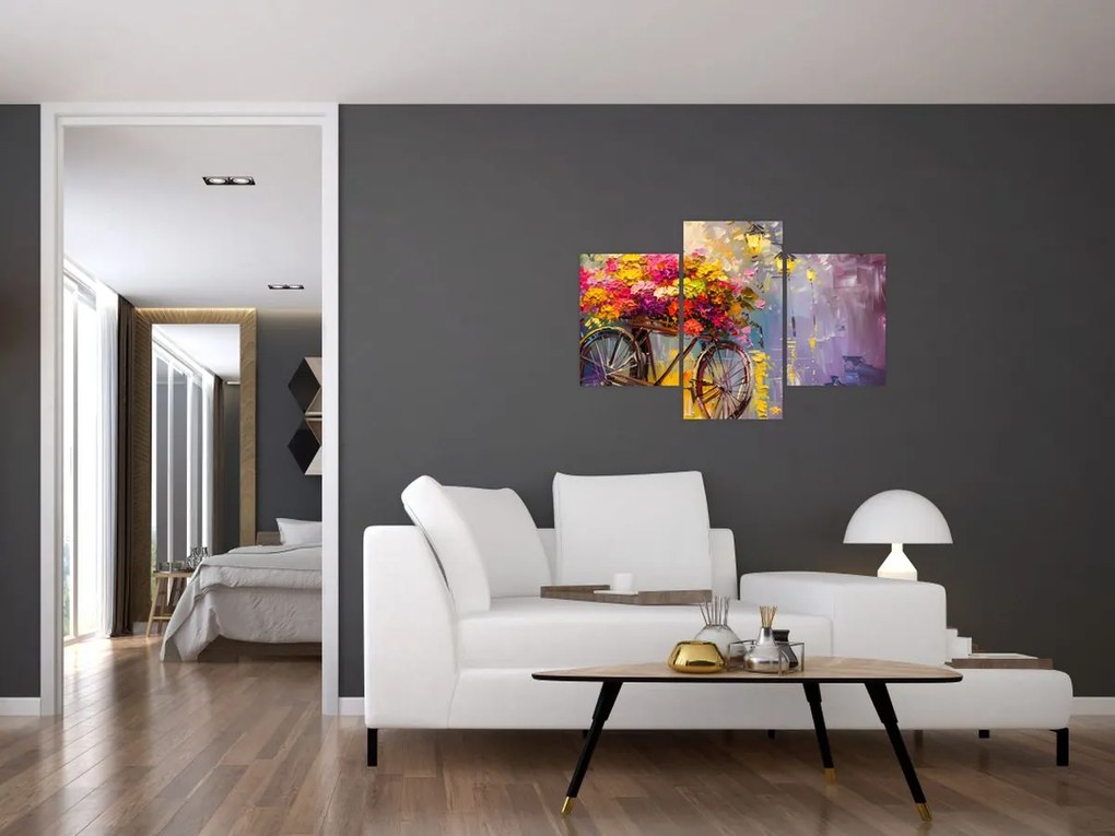 Tablou - Roată cu flori (90x60 cm)