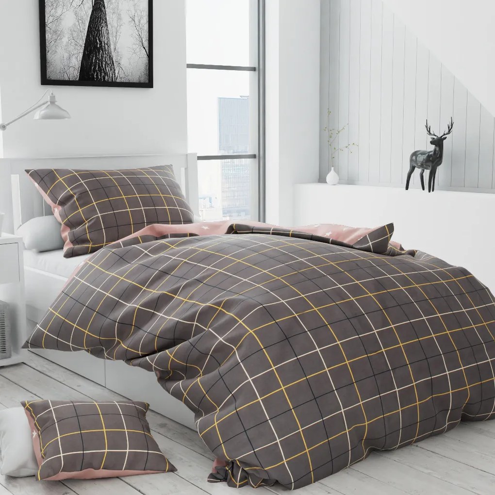 Lenjerie de pat din bumbac Culoare maro KOLLANE + husa de perna 40 x 50 cm gratuit