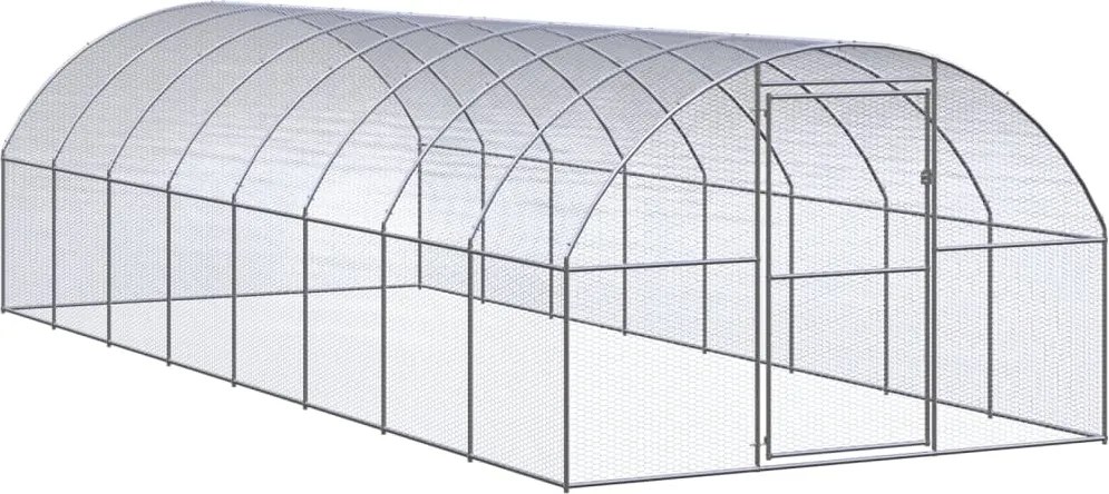 vidaXL Coteț de găini pentru exterior, 3x8x2 m, oțel zincat