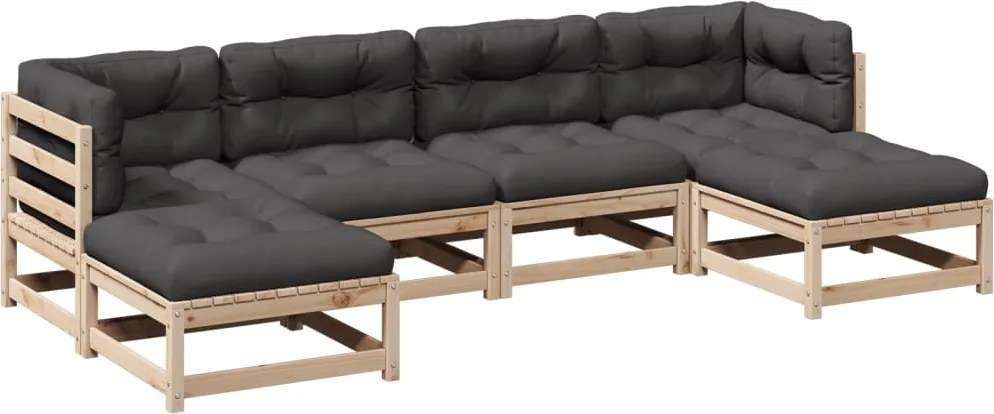 vidaXL Set canapele de grădină cu perne, 6 piese, lemn masiv de pin