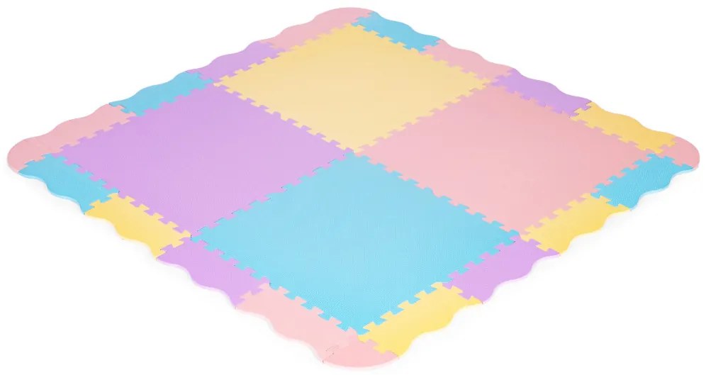 Covor puzzle din spumă cu gard 141,5x141,5 cm 24 piese