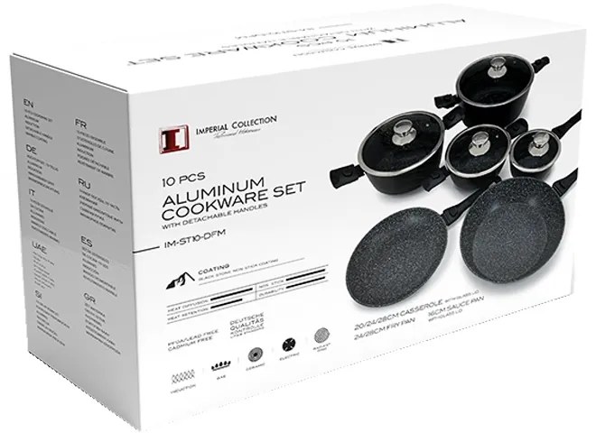 Set oale marmorate, Imperial Collection IM-ST10-DFM BLK, 10 piese, negru