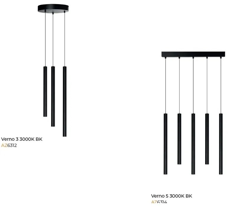 Lustra LED suspendata stil minimalist VERNO 5 negru 3000K
