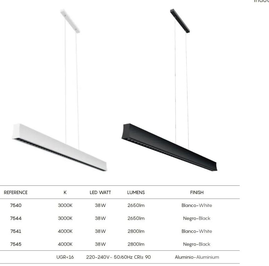 Lustra LED suspendata design liniar HANOK 38W 3000K neagra