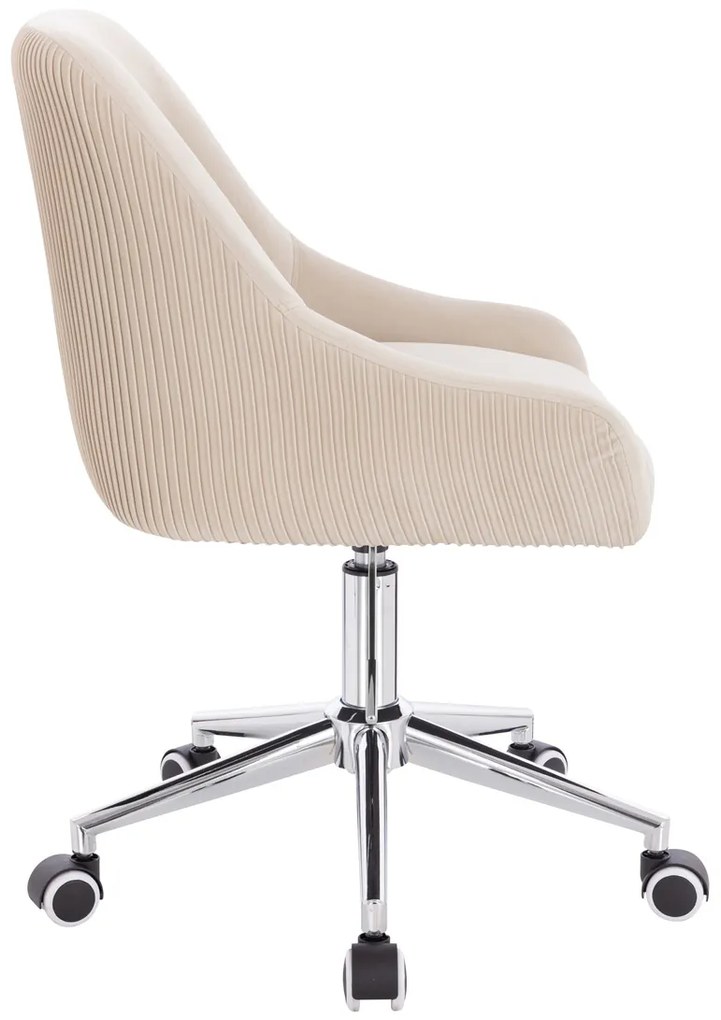 HR920K Scaun Crem din Catifea cu Bază Cromata