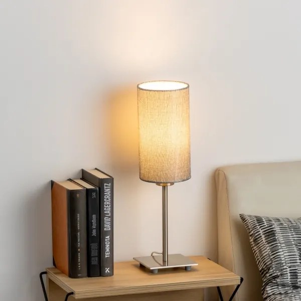 Lampă LED de masă Eglo TUNJA 1xE27/60W/230V 26,5 cm crom mat/gri