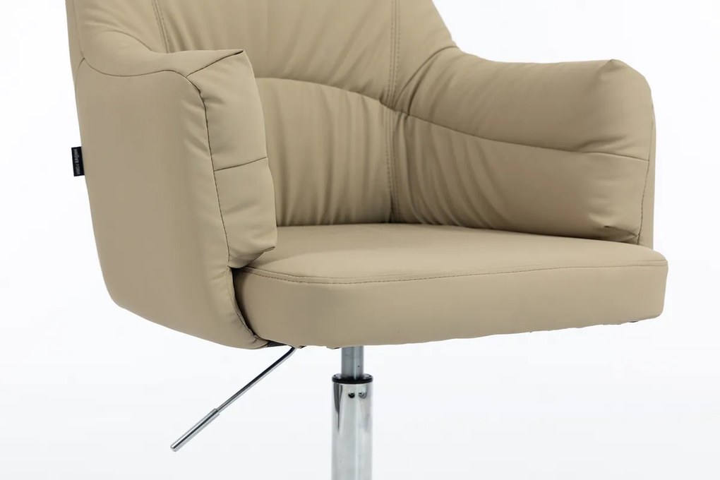 HR840N Scaun Crem Piele Ecologica Premium Soft cu Bază Cromata