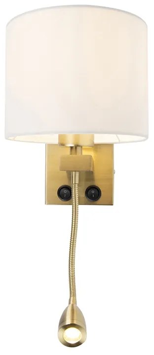 Lampă de perete Art Deco aurie cu abajur alb - Brescia