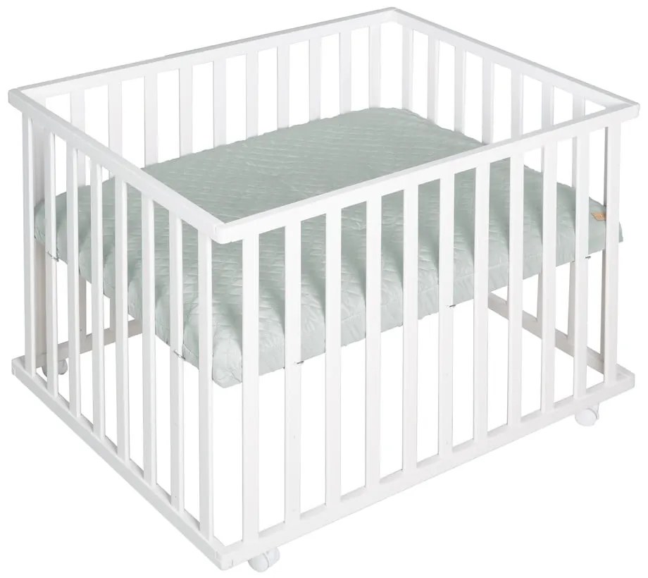 Țarc pentru copii alb cu roți 100x75 cm Style – Roba