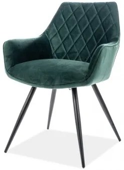 Scaun de masa catifea Verde / Negru, LINEA VELVET