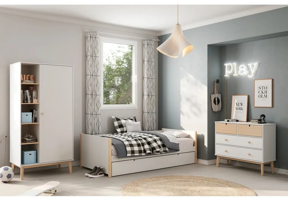 Comodă pentru copii albă joasă 100x81 cm Estefania – Marckeric