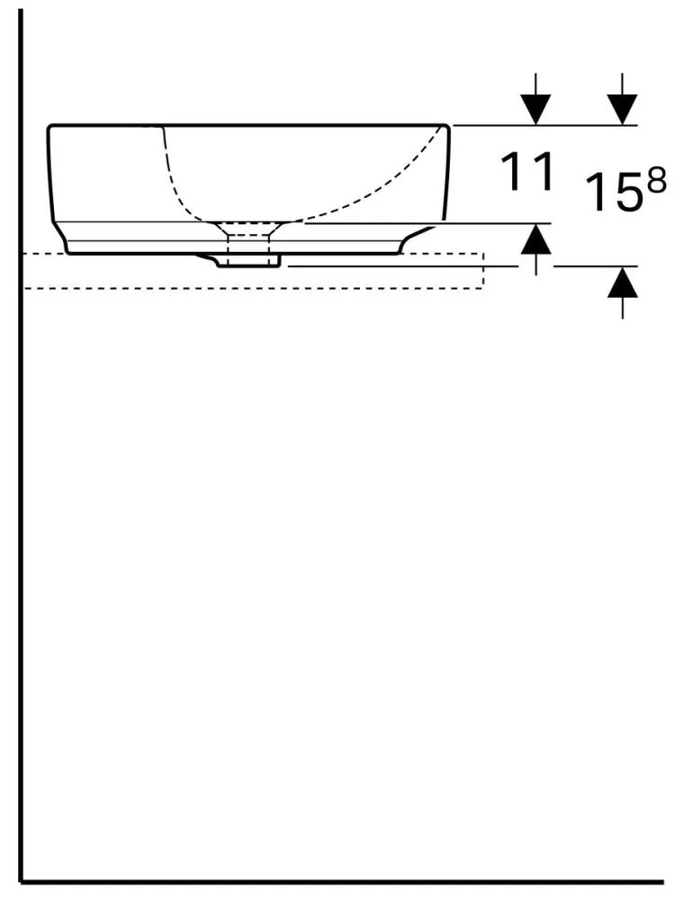 Lavoar baie pe blat alb 45 cm, rotund, Geberit VariForm