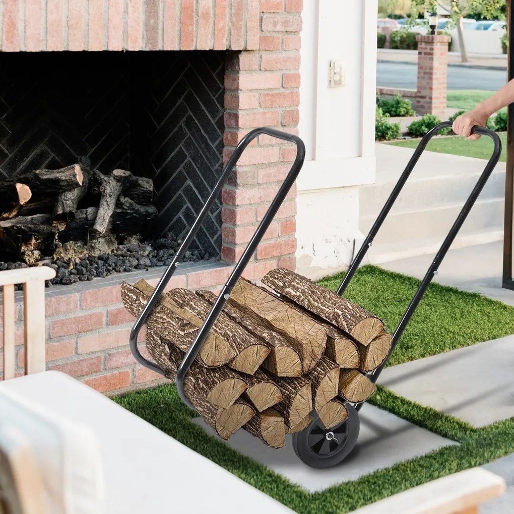 Gardebruk Cărucior pentru lemne de foc AUREL, 56x45x105cm, negru