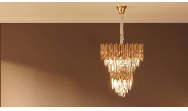 Lustră pe lanț MAXLIGHT P0283 VOGUE 16xE14/40W/230V d. 60 cm auriu