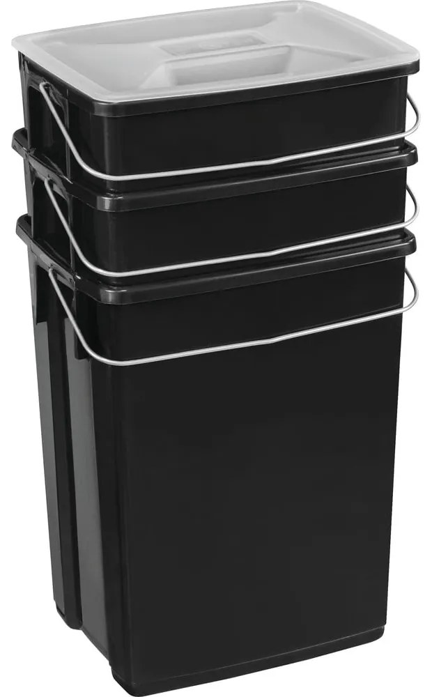 Coșuri de gunoi negre 3 buc. pentru reciclare 2x10+6 l din plastic Biobox – Curver