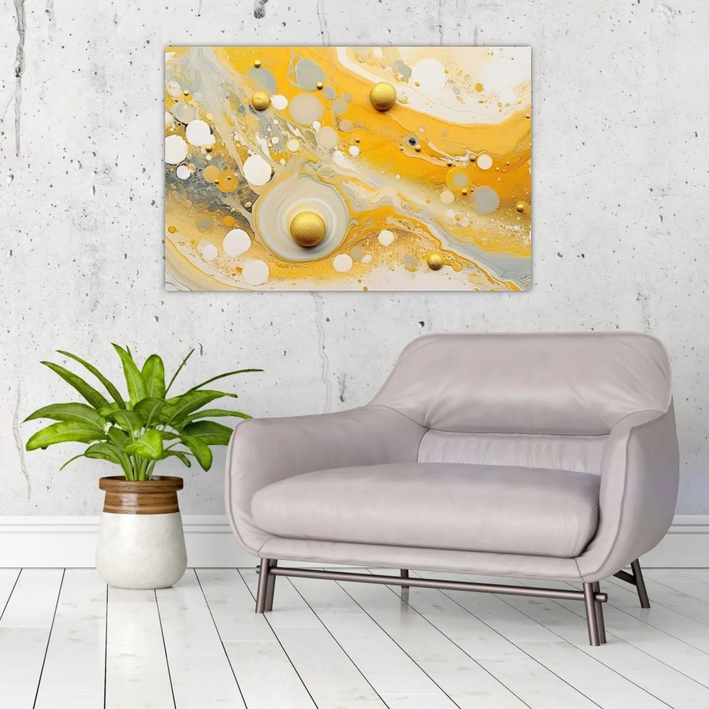 Tablou - fundal abstract cu decor de aur (90x60 cm)
