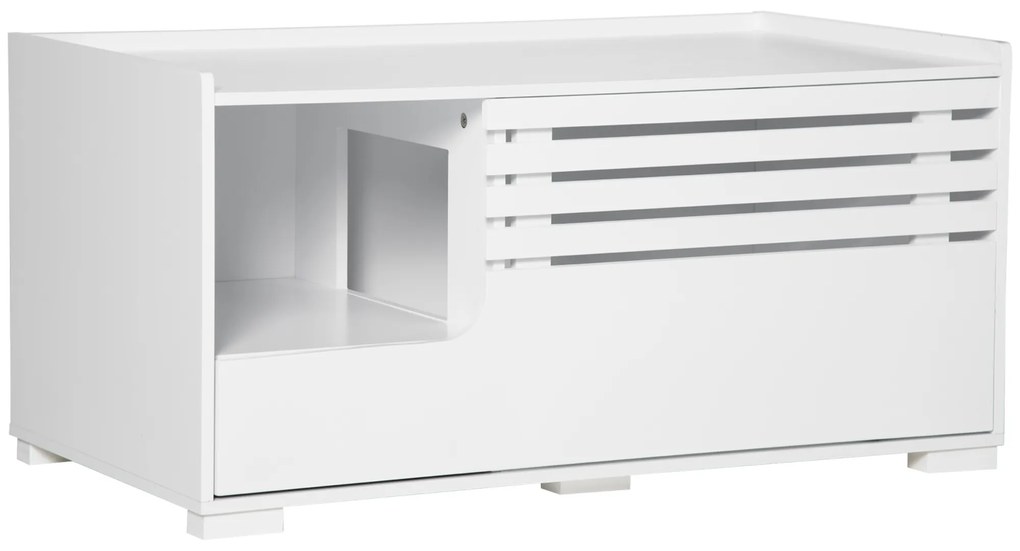 PawHut Dulap pentru pisici cu 2 rafturi Design 2 în 1, Ușă magnetică Alb | Aosom Romania