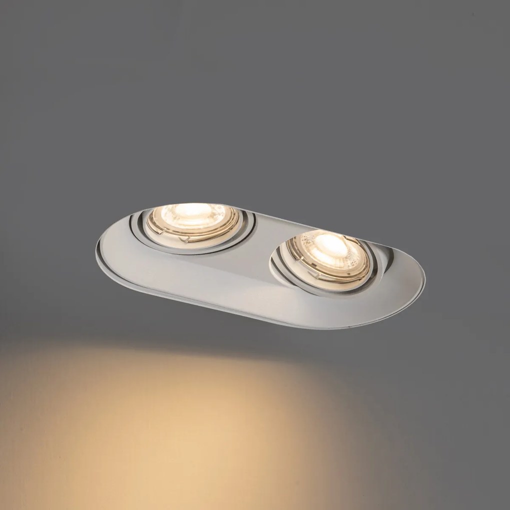Set de 6 spoturi încastrate rotunde albe GU10 50mm cu 2 lumini - Hubs