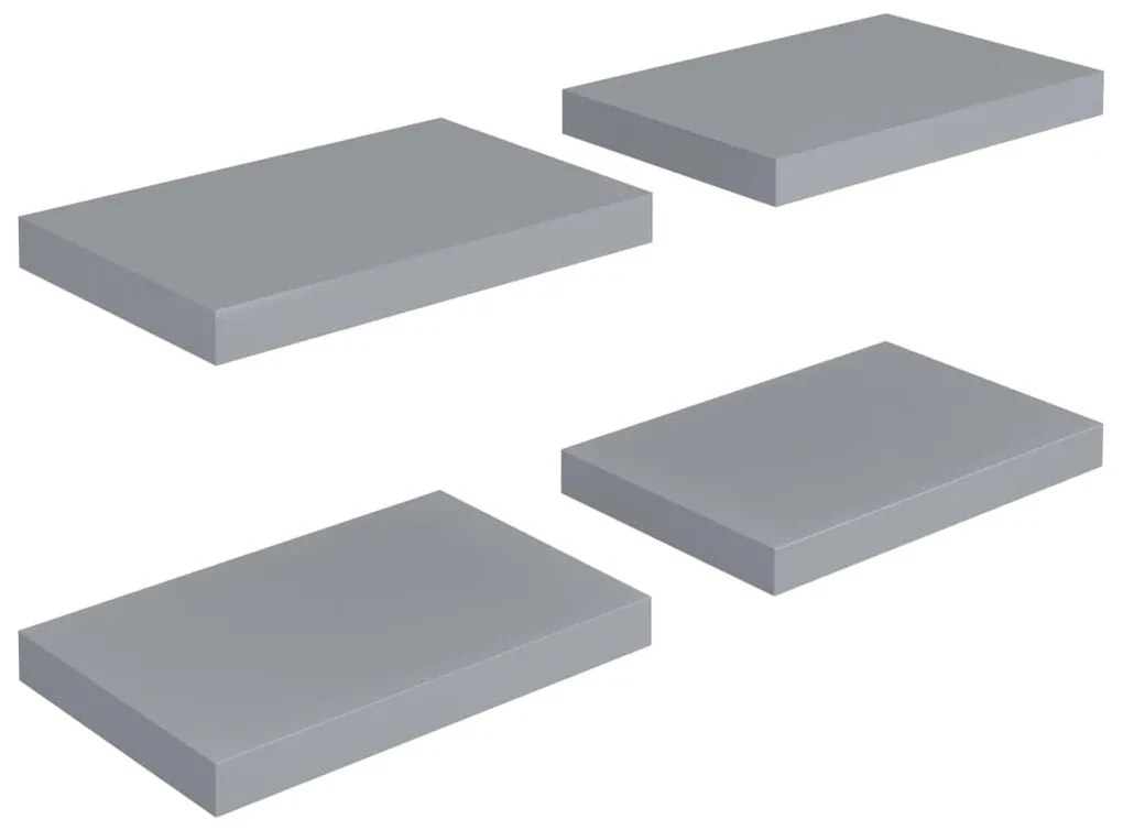 323849 vidaXL Rafturi de perete suspendate, 4 buc., gri, 40x23x3,8 cm, MDF