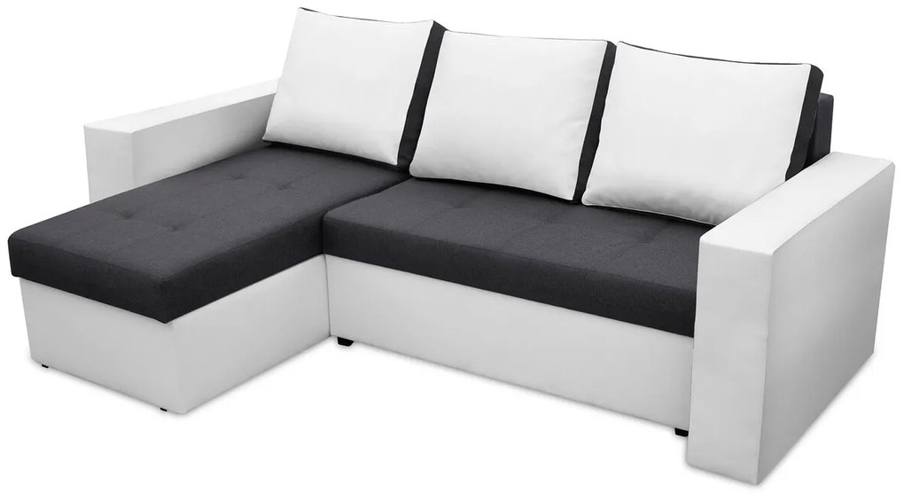 Coltar extensibil Toledo, 226x145x79 cm, 2 lazi depozitare, Reversibil, Alb/Antracit