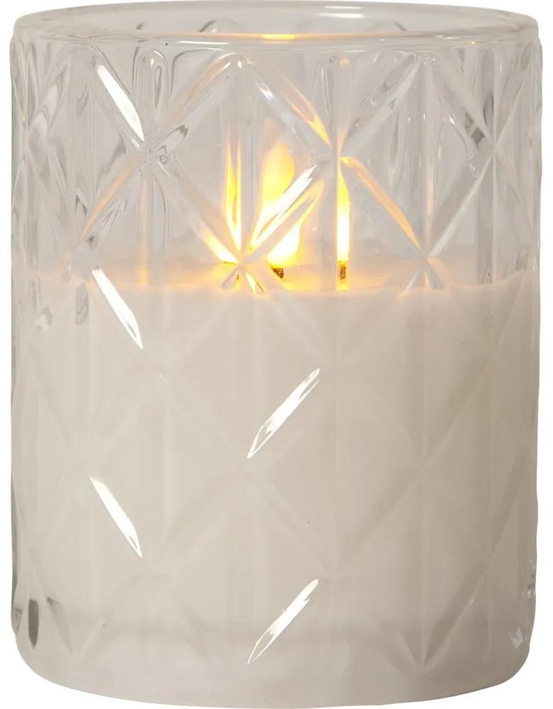 Lumânare de ceară cu LED alb în sticlă Star Trading Flamme Romb, înălțime 12,5 cm