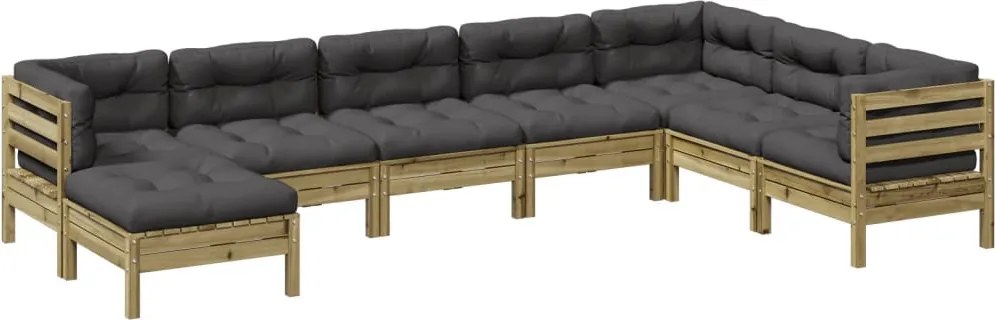 vidaXL Set canapea de grădină, 8 piese, lemn de pin tratat