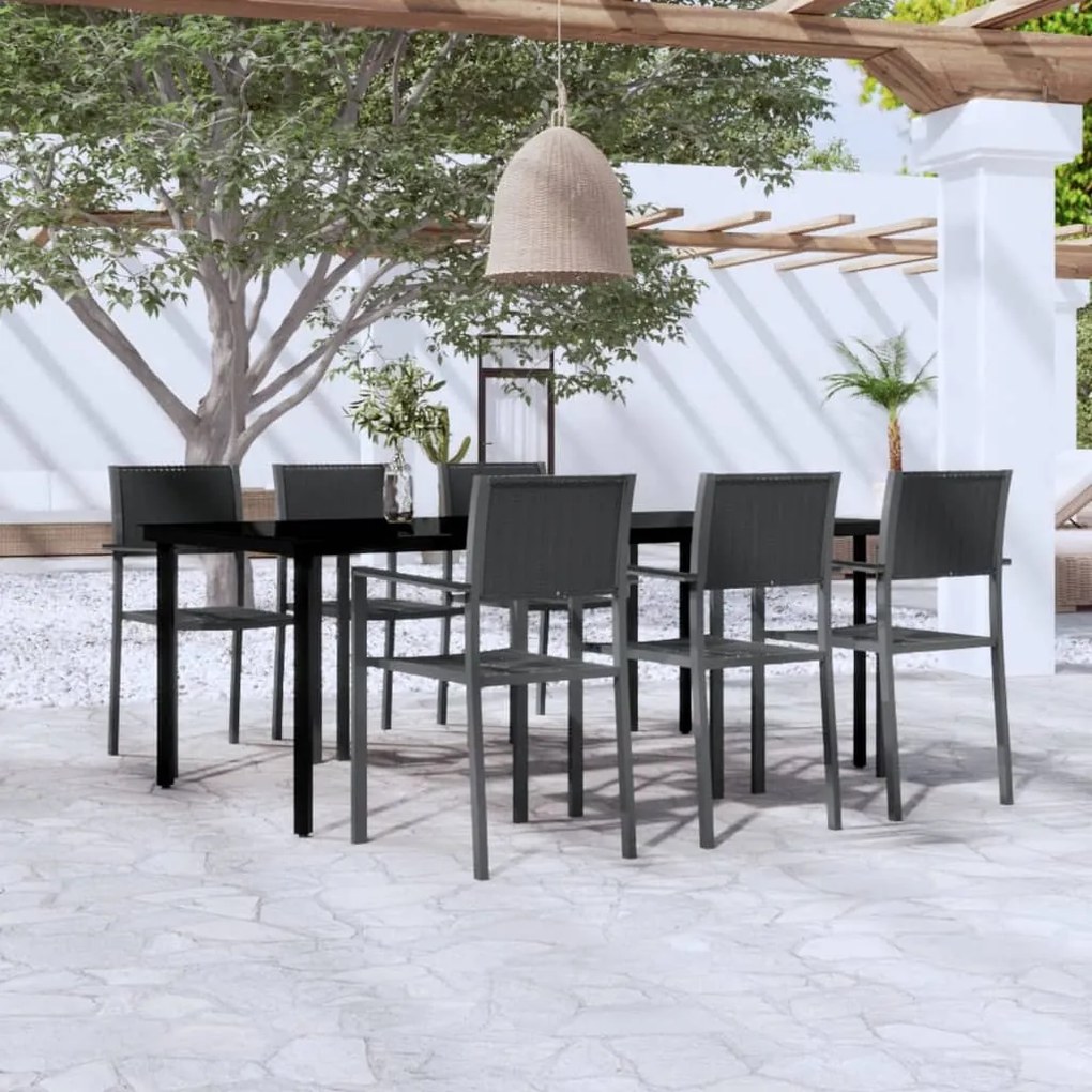 3099267 vidaXL Set mobilier de grădină, 7 piese, negru