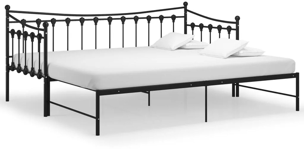 Cadru pat canapea extensibila, negru, 90x200 cm, metal Negru