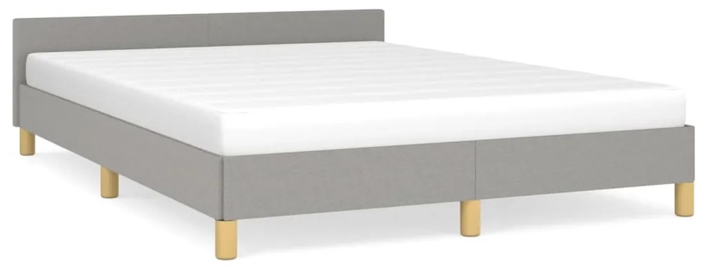 347415 vidaXL Cadru de pat cu tăblie, gri deschis, 140x200 cm, textil
