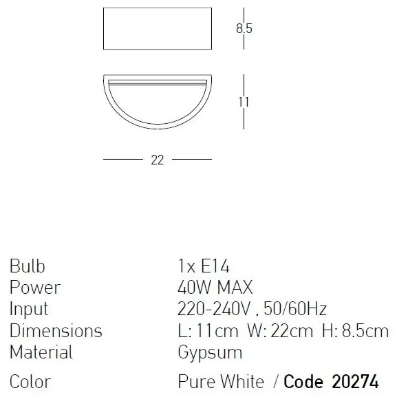 Aplica de perete cu lumina ambientala Aviel L-22cm