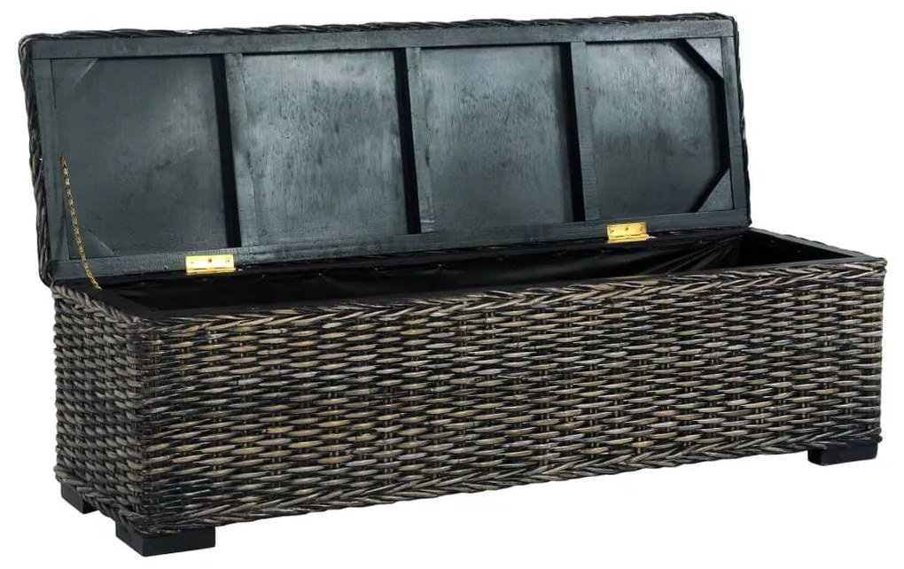 285798 vidaXL Ladă de depozitare, negru, 120 cm, ratan kubu și lemn de mango