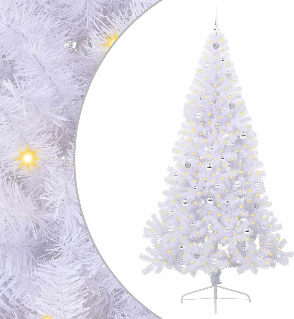 vidaXL Brad de Crăciun artificial cu 300 LED Alb 240 cm PVC și Oțel