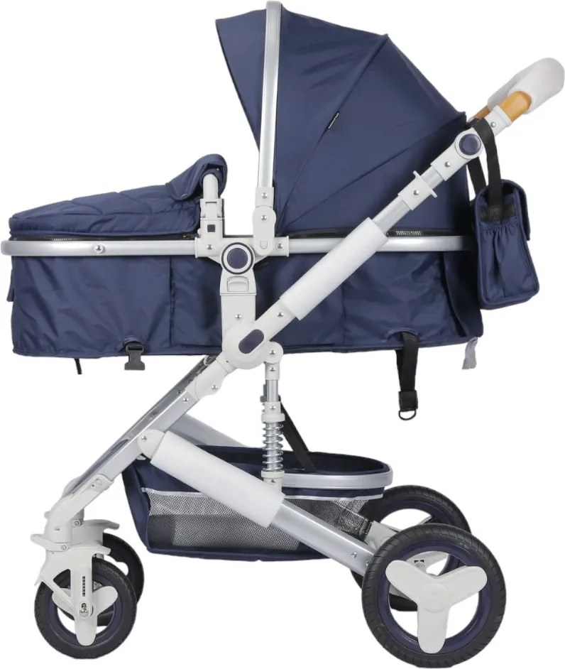 Carucior nou nascuti 3 in 1 NOVOKIDS™ 5300, Cu geanta bebe, Cadru Aluminiu, Amortizoare, Roti din cauciuc plin AVE, Landou, Scoica auto, Spatar