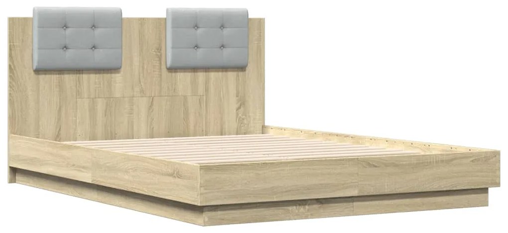 3209949 vidaXL Cadru de pat cu tăblie stejar sonoma 140x190 cm lemn prelucrat