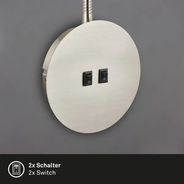 Lampă LED flexibilă de perete Briloner 2178012 1xE14/10W/230V + LED/3W crom