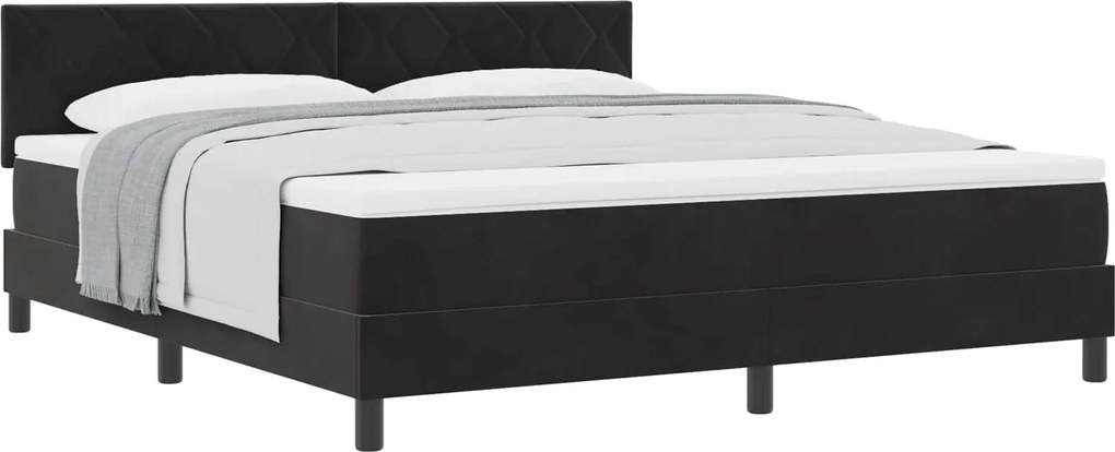 vidaXL Pat cu arcuri cu saltea cu headboard Negru 180 x 200 cm Catifea