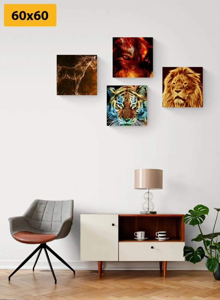 Set tablouri abstracție de animale misterioasă