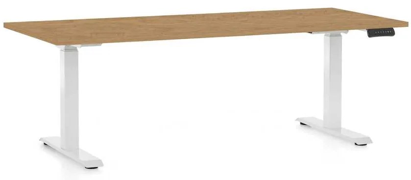 Masă înălțime reglabilă OfficeTech C, 180 x 80 cm, picioare albe, stejar piatra