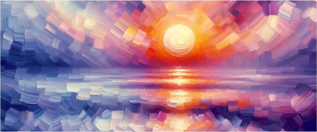 Tablou - Apus de soare artistic colorat (120x50 cm)