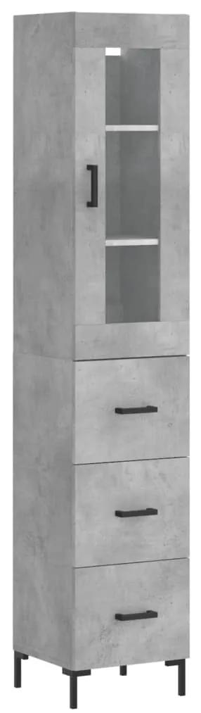 3199237 vidaXL Dulap înalt, gri beton, 34,5x34x180 cm, lemn prelucrat