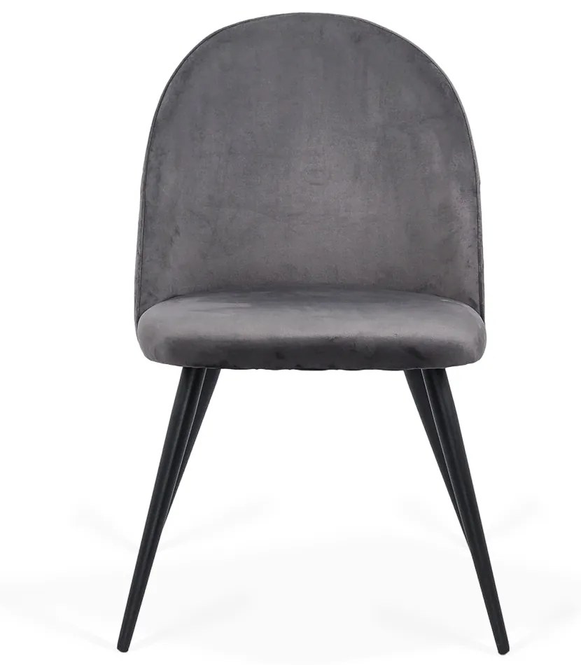 Scaun de dining BUC 207 gri din catifea, cu picioare metalice negre