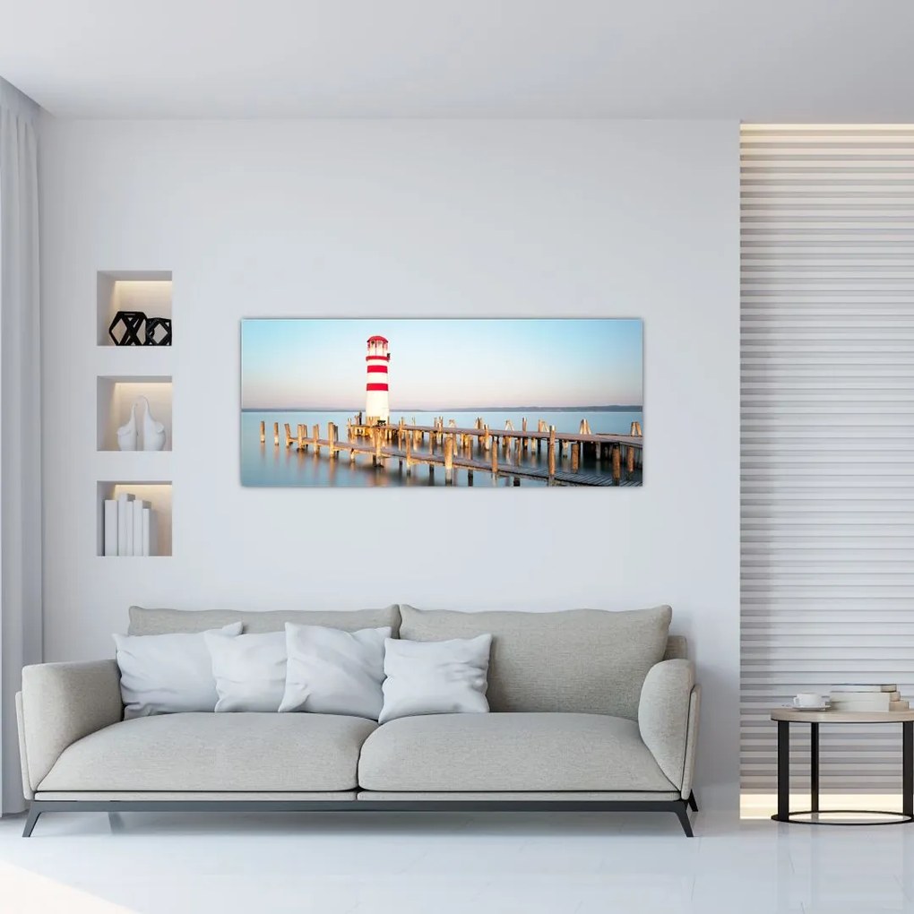 Tablou cu far la răsărit de soare (120x50 cm)