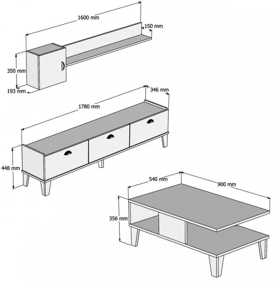 Set de Mobilier pentru Sufragerie Sumer G5020, Stejar / Alb
