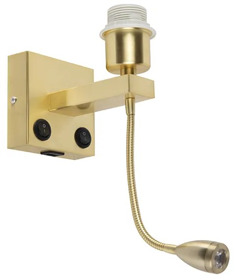 Aplică Art Deco aurie cu USB și braț flexibil - Brescia Combi