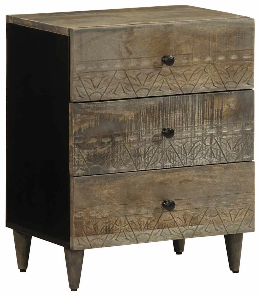 vidaXL Noptiera gri deschis 50x33x60 cm lemn masiv de mango