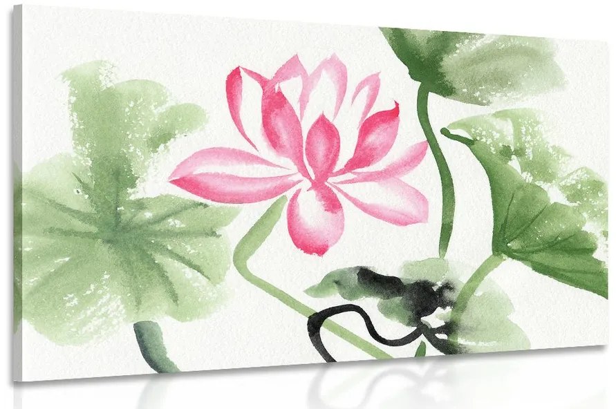 Tablou floare de lotus în acuarelă