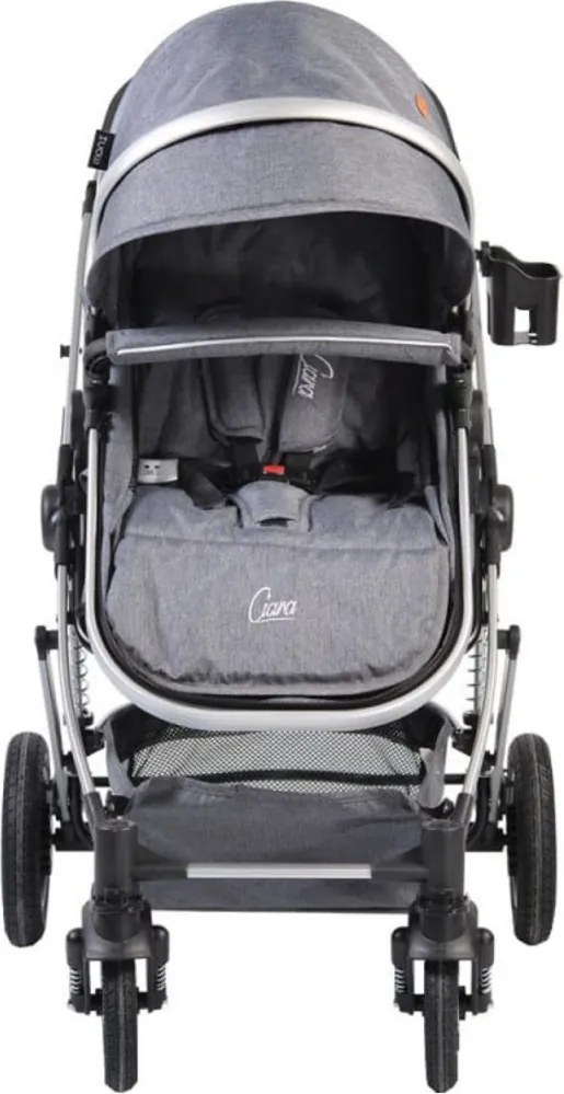 Carucior nou nascuti 2 in 1 NOVOKIDS™ Ciarra Silver PRO , Cu geanta bebe, Cadru Aluminiu , Amortizoare, Roti din cauciuc plin AVE, Landou, Modul