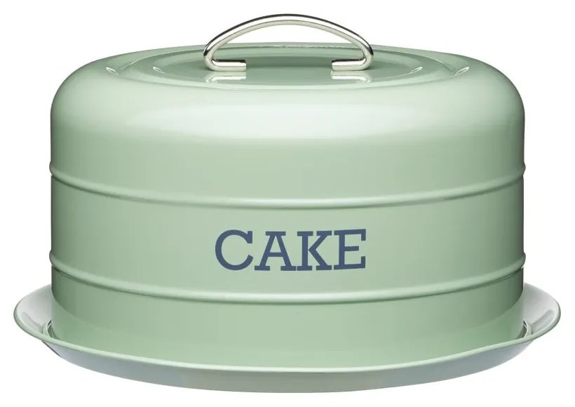 Cutie metalică rotundă pentru prăjituri Kitchen Craft Nostalgia, verde, ⌀ 28,5 cm