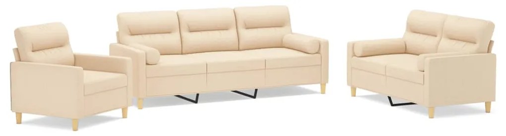 3153747 vidaXL Set canapea perne/perne decorative, 3 piese, crem, textil